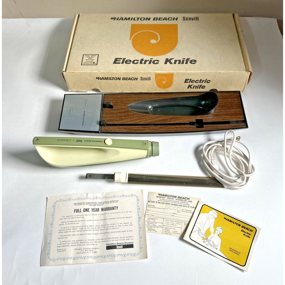Hamilton Beach Scovill Avocado Switchable Electric Knife Wall Mount Orig Box297A